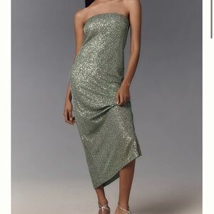 Anthropologie The Fleur Strapless Satin Maxi Slip sequin Dress